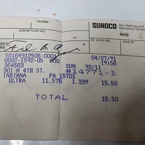 Original Gas Receipt?