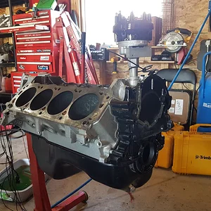 engine partly assembled